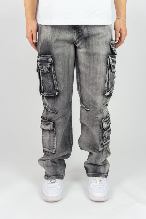 Rebel minds grey relaxed fit cargo jean