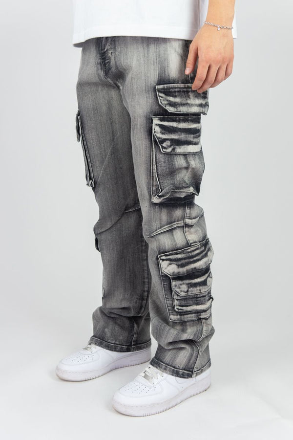 Rebel minds grey relaxed fit cargo jean