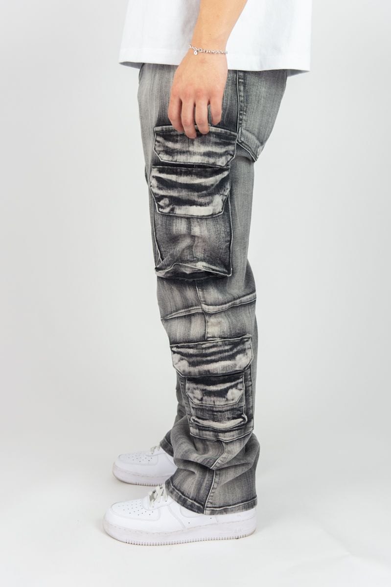 Rebel minds grey relaxed fit cargo jean