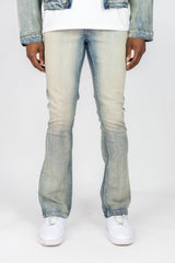 Rebel Denim light vintage rhinestone stacked flare jean