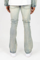 Rebel Denim light vintage rhinestone stacked flare jean
