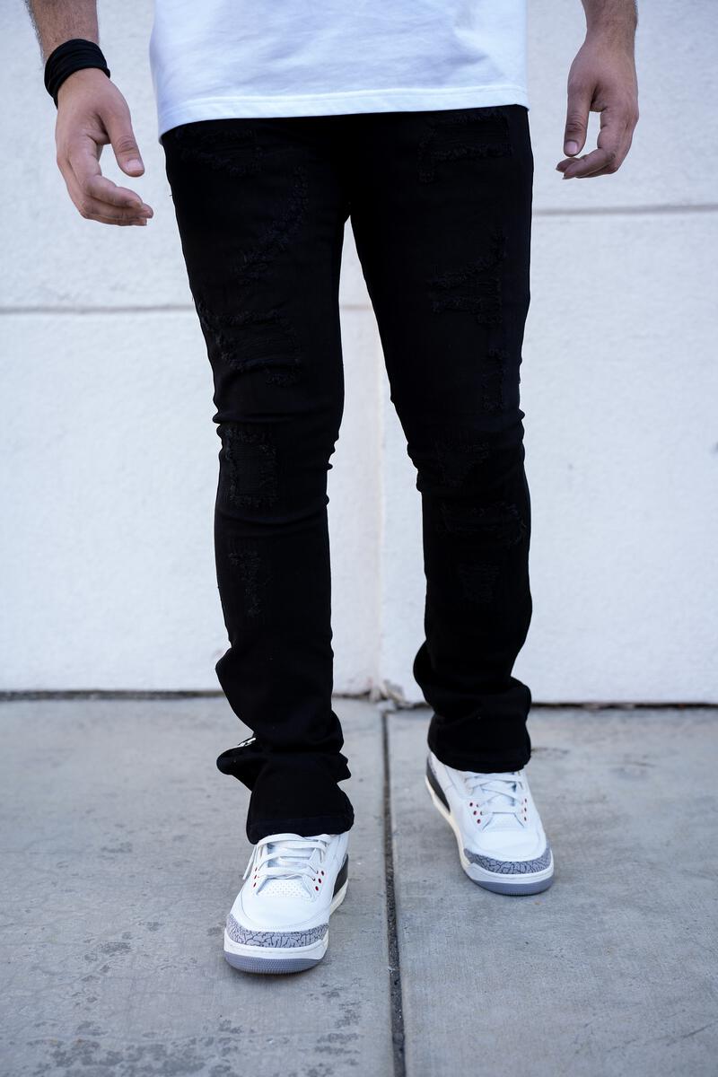 Reelistik nyc (Black hudson stacked zipper bottom premium denim jean)