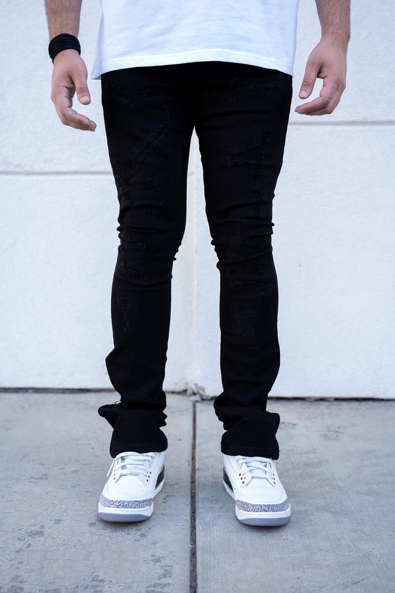 Reelistik nyc (Black hudson stacked zipper bottom premium denim jean)