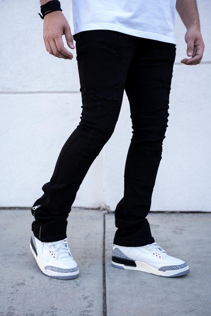 Reelistik nyc (Black hudson stacked zipper bottom premium denim jean)