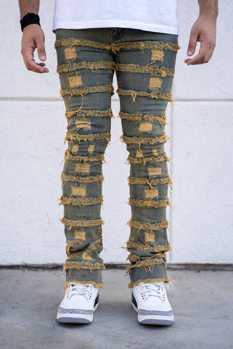 Reelistik nyc (vintage blue pierre stacked premium denim jean)