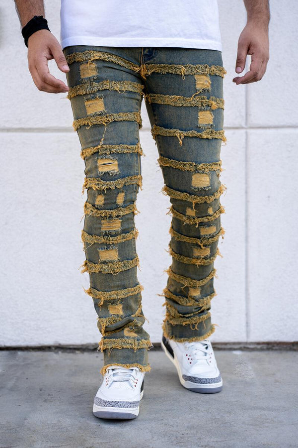 Reelistik nyc (vintage blue pierre stacked premium denim jean)