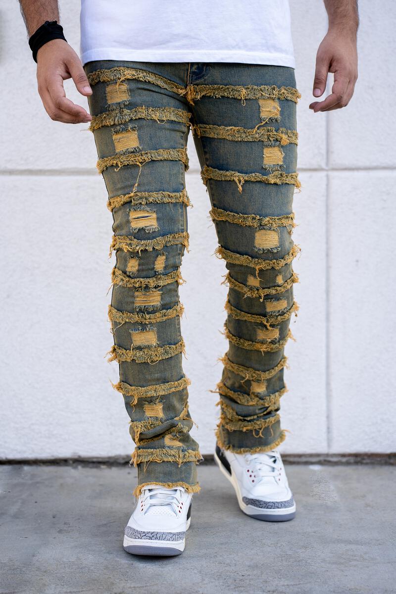 Reelistik nyc (vintage blue pierre stacked premium denim jean)