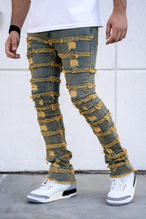 Reelistik nyc (vintage blue pierre stacked premium denim jean)