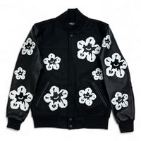 Roku Studio Black “Tear Drip Floral Varsity Jacket