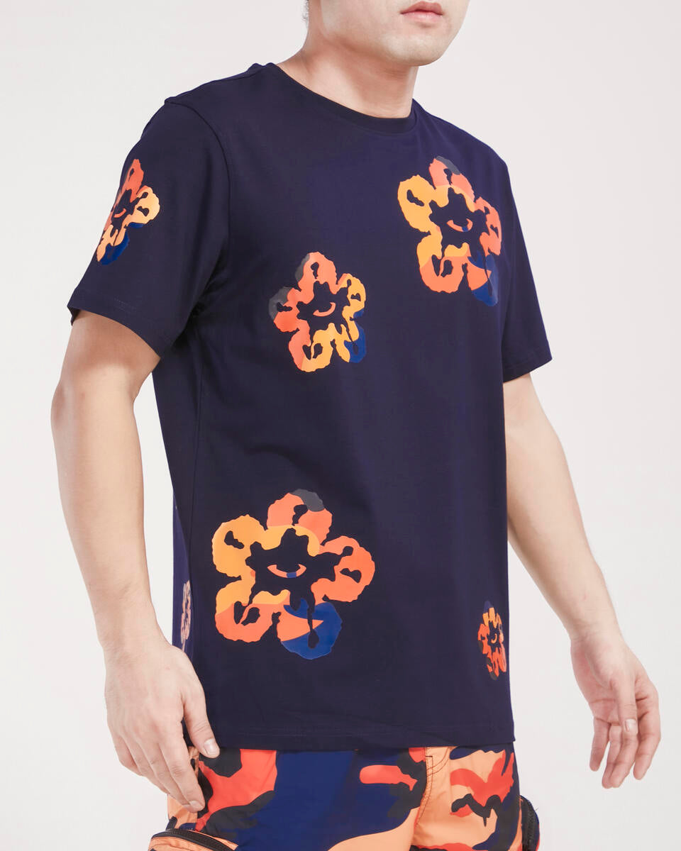＜6(ROKU)＞NYLON SILK ROUND PRINT SHIRT Roku Studio (Navy Orange Camo Tear Drip T-Shirt) – VIP Clothing Stores