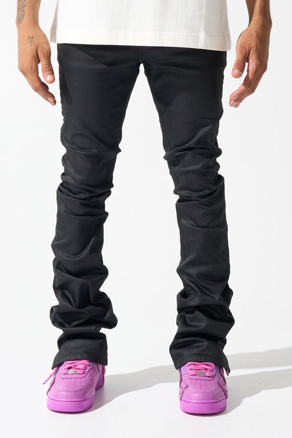 Serenede (Black "caviar wax stacked jean)