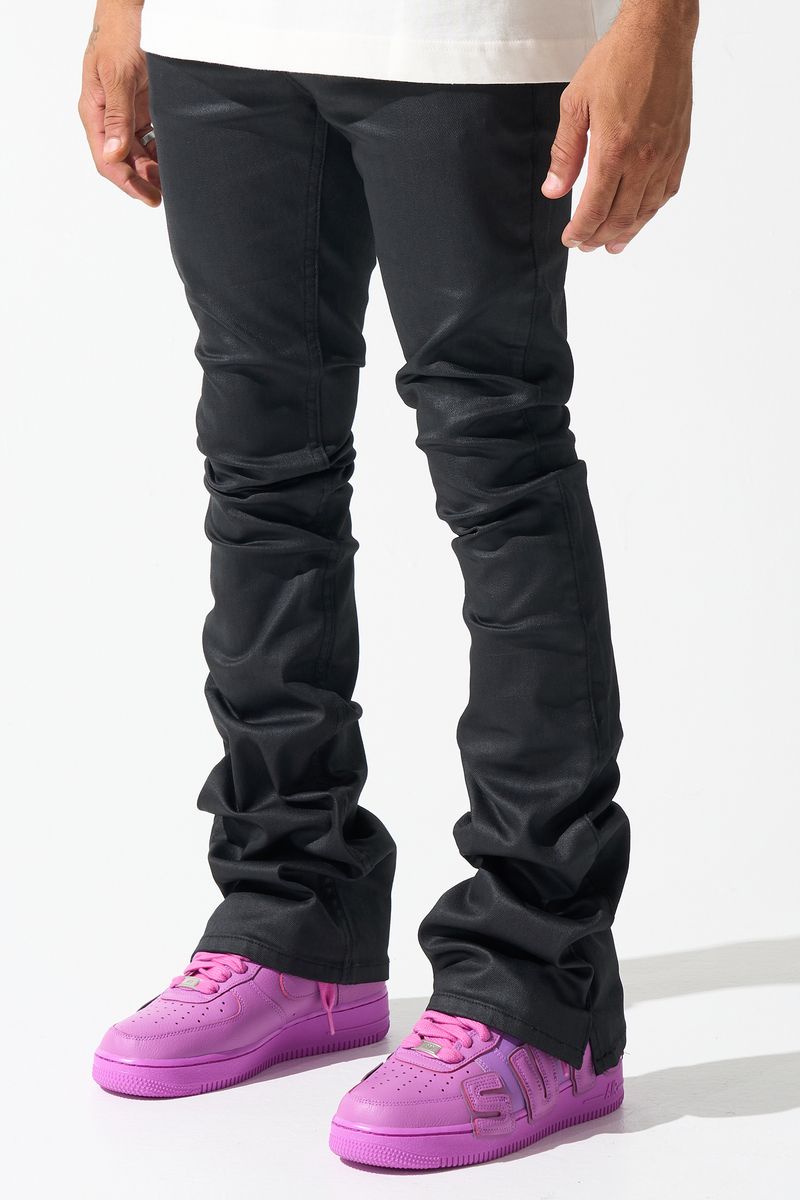 Serenede (Black "caviar wax stacked jean)