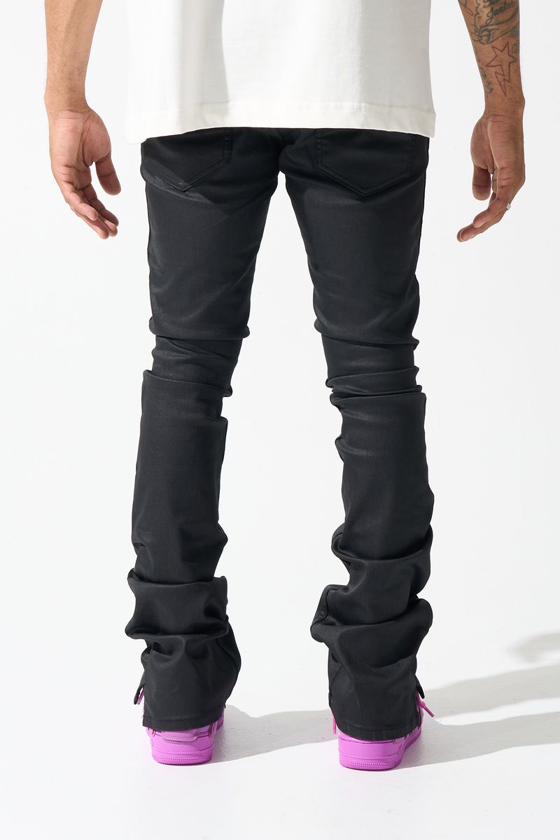 Serenede (Black "caviar wax stacked jean)