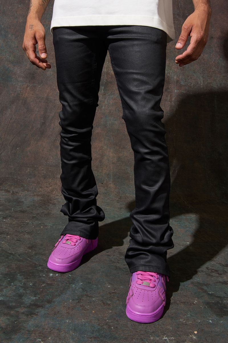 Serenede (Black "caviar wax stacked jean)