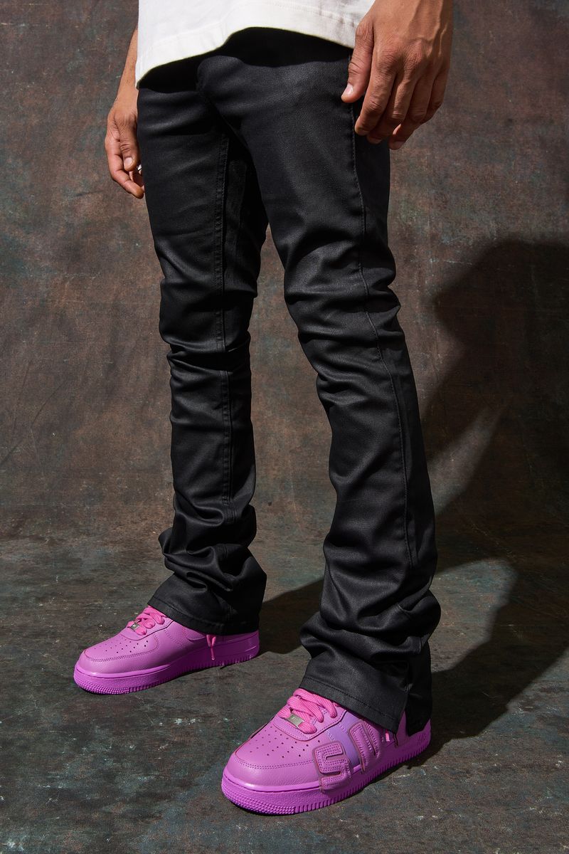 Serenede (Black "caviar wax stacked jean)