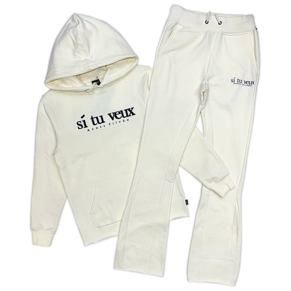 Si tú veux denim (Ivory flare jogging set)