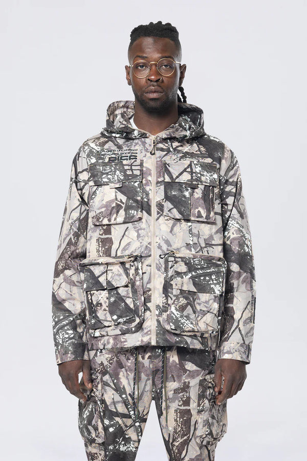 Smoke rise (Olive camo Utility Windbreaker Jacket)