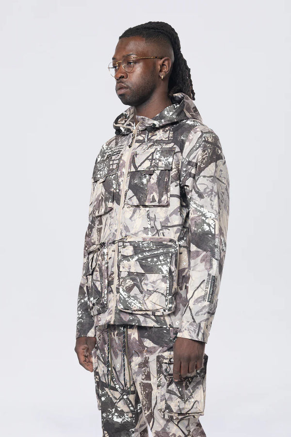 Smoke rise (Olive camo Utility Windbreaker Jacket)