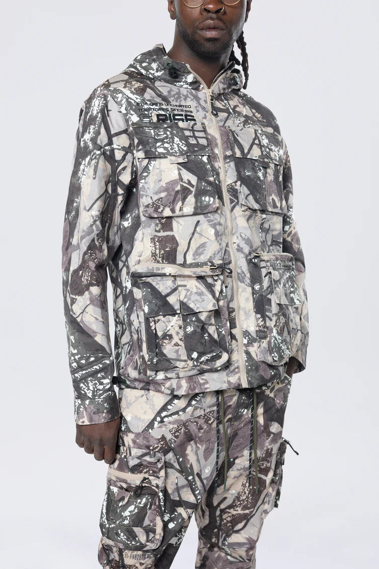 Smoke rise (Olive camo Utility Windbreaker Jacket)