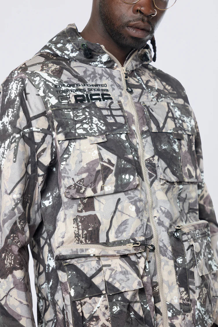 Smoke rise (Olive camo Utility Windbreaker Jacket)