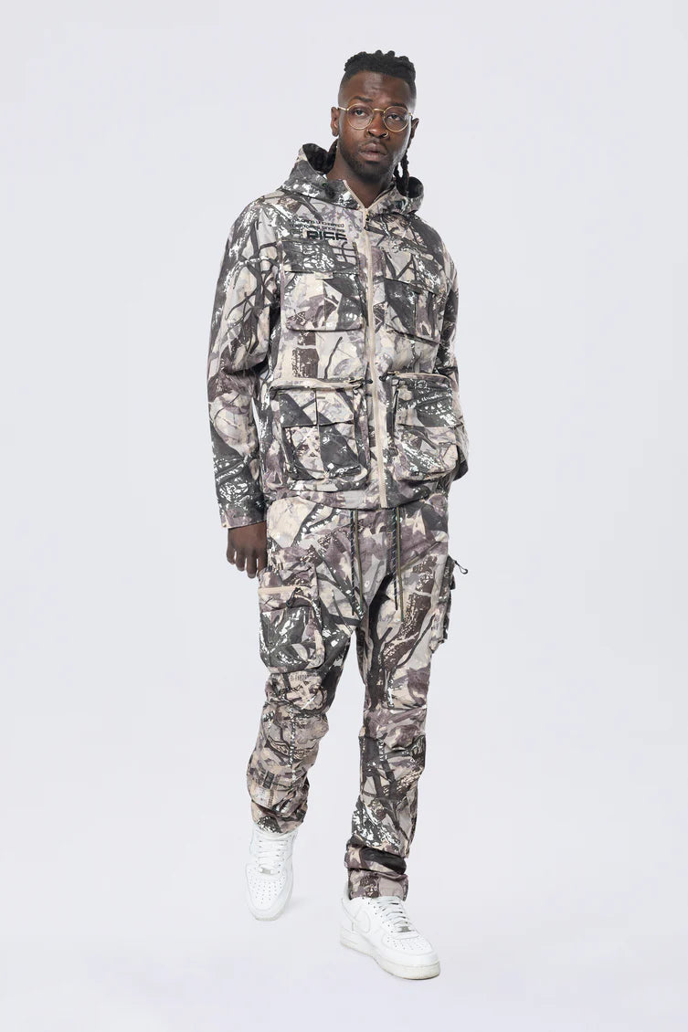 Smoke rise (Olive camo Utility Windbreaker Jacket)