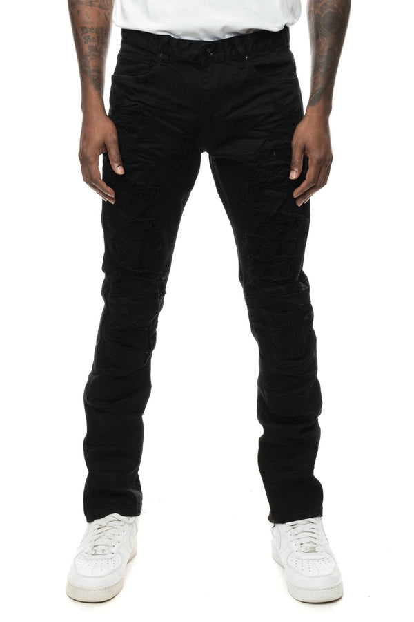 Smoke rise (black heavy rip repair slim tapered jean)