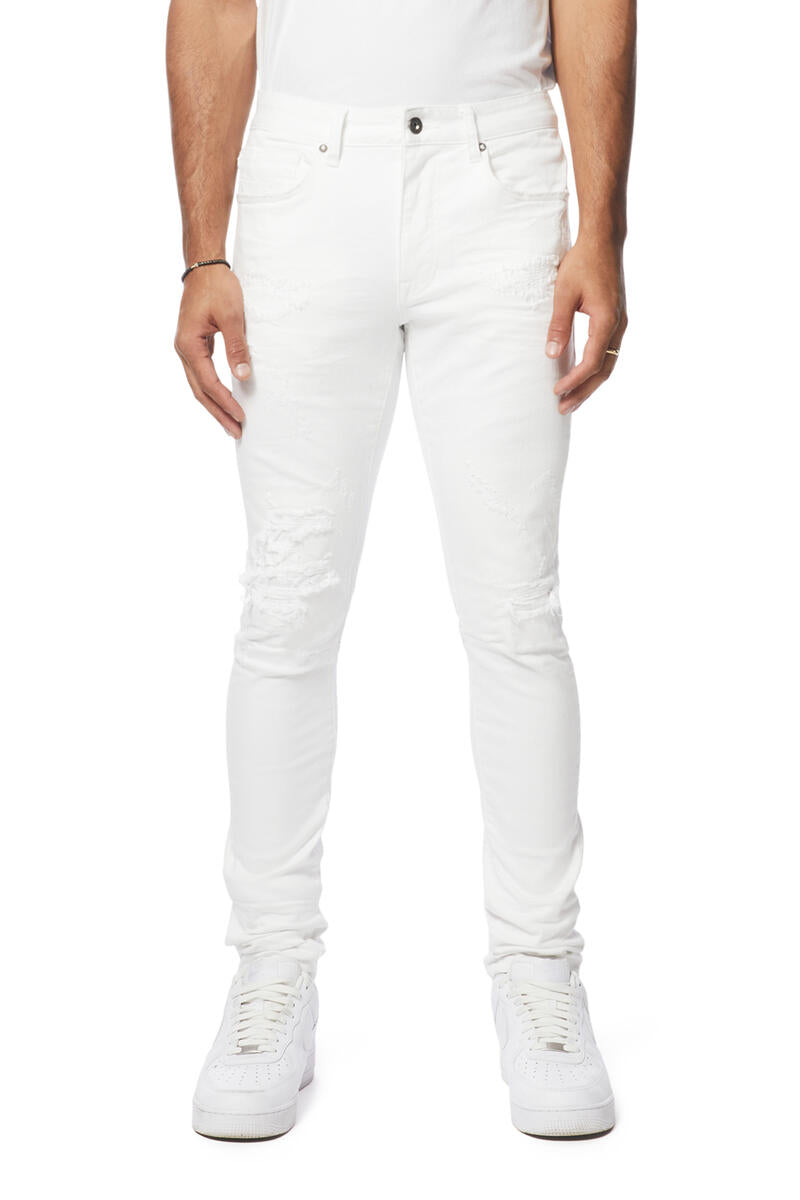 Smoke Rise vintage Washed Slim Tapered Denim Jeans White