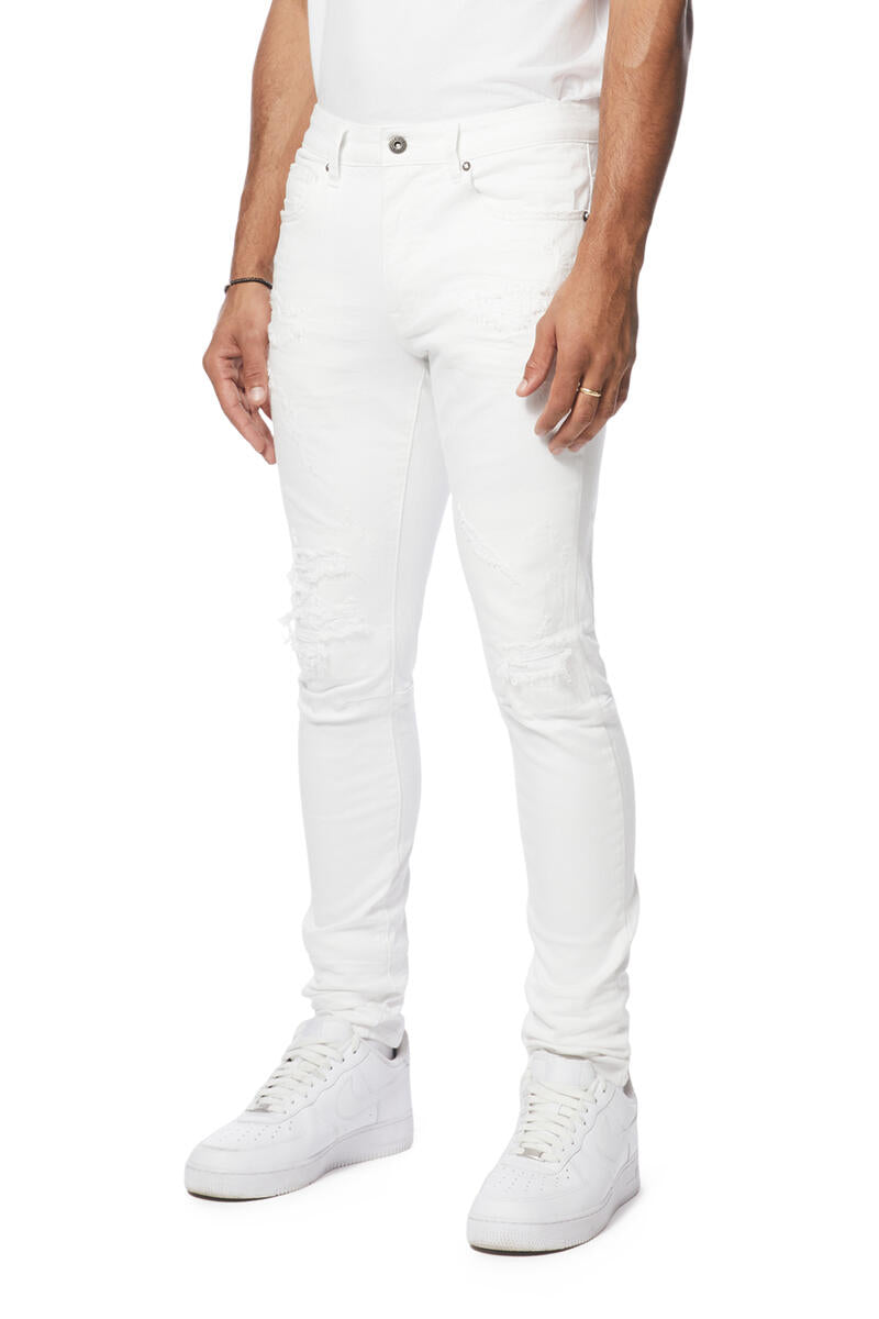 Smoke Rise vintage Washed Slim Tapered Denim Jeans White