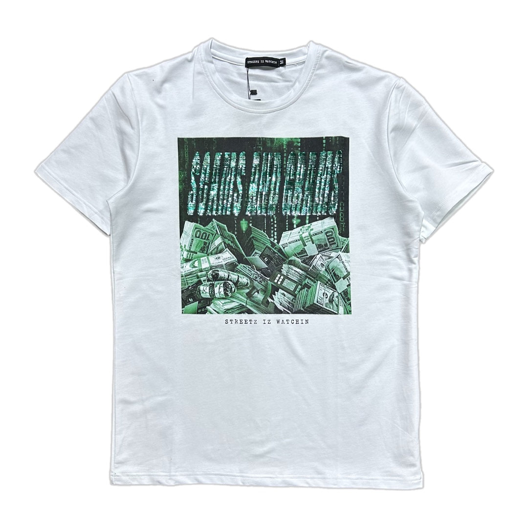 Streetz Iz Watchin (White "Scams & Grams" T-Shirt)