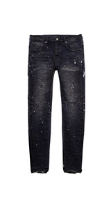 Purple Brand Reflective Paint Repair Jeans Black