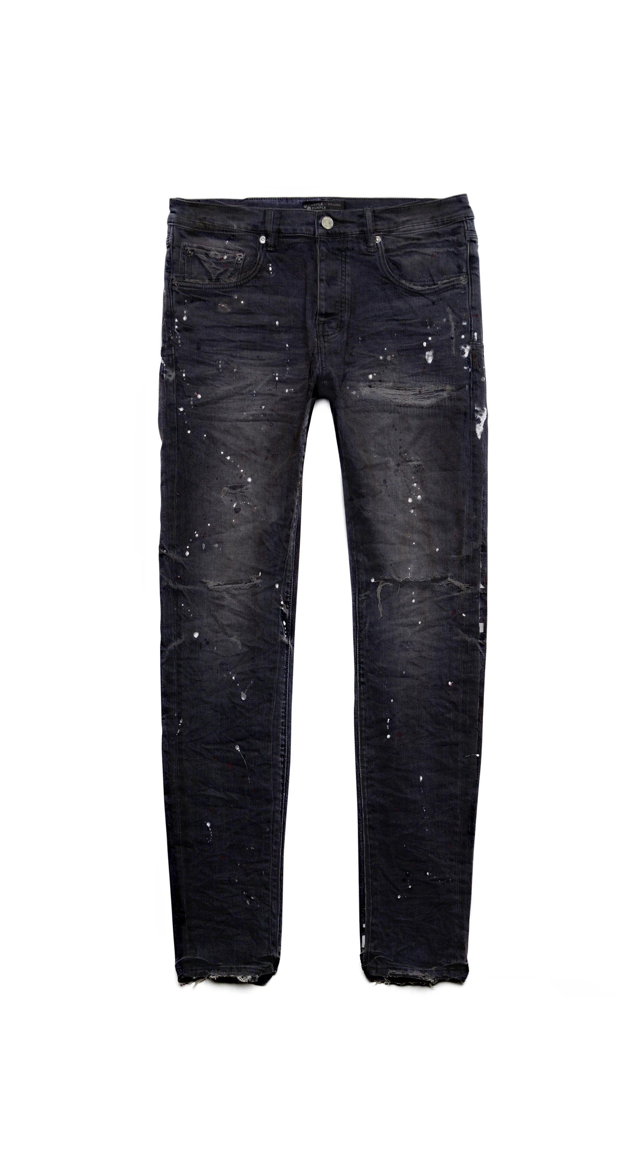 Purple Brand Reflective Paint Repair Jeans Black