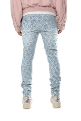 Purple Brand Skinny Jacquard Monogram Jeans Light Indigo