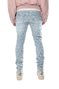 Purple Brand Skinny Jacquard Monogram Jeans Light Indigo