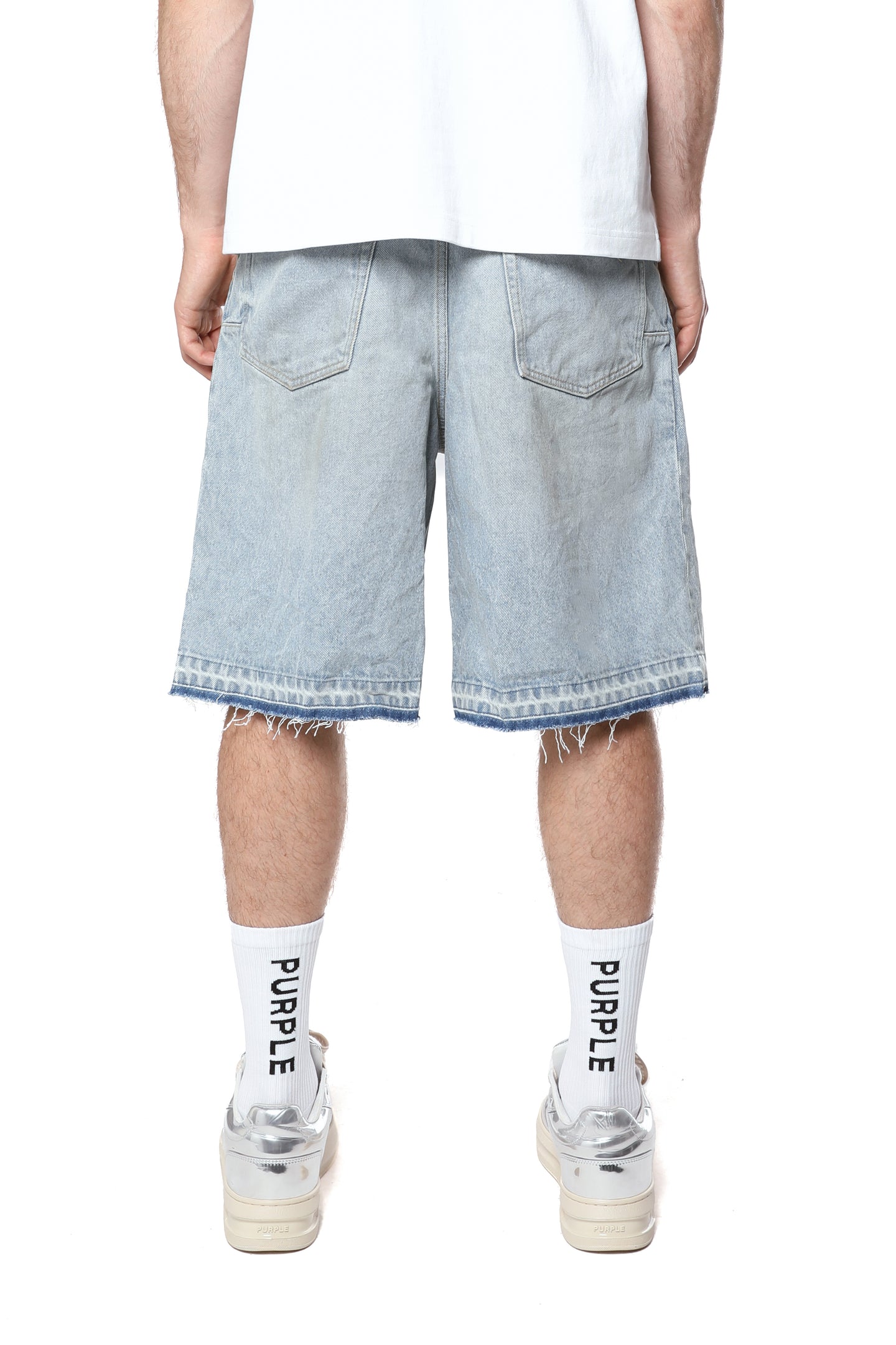 Purple Brand Pleated Shorts Light Indigo