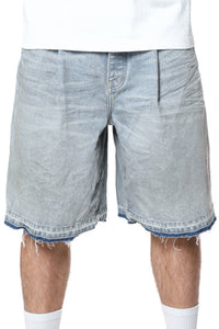 Purple Brand Pleated Shorts Light Indigo