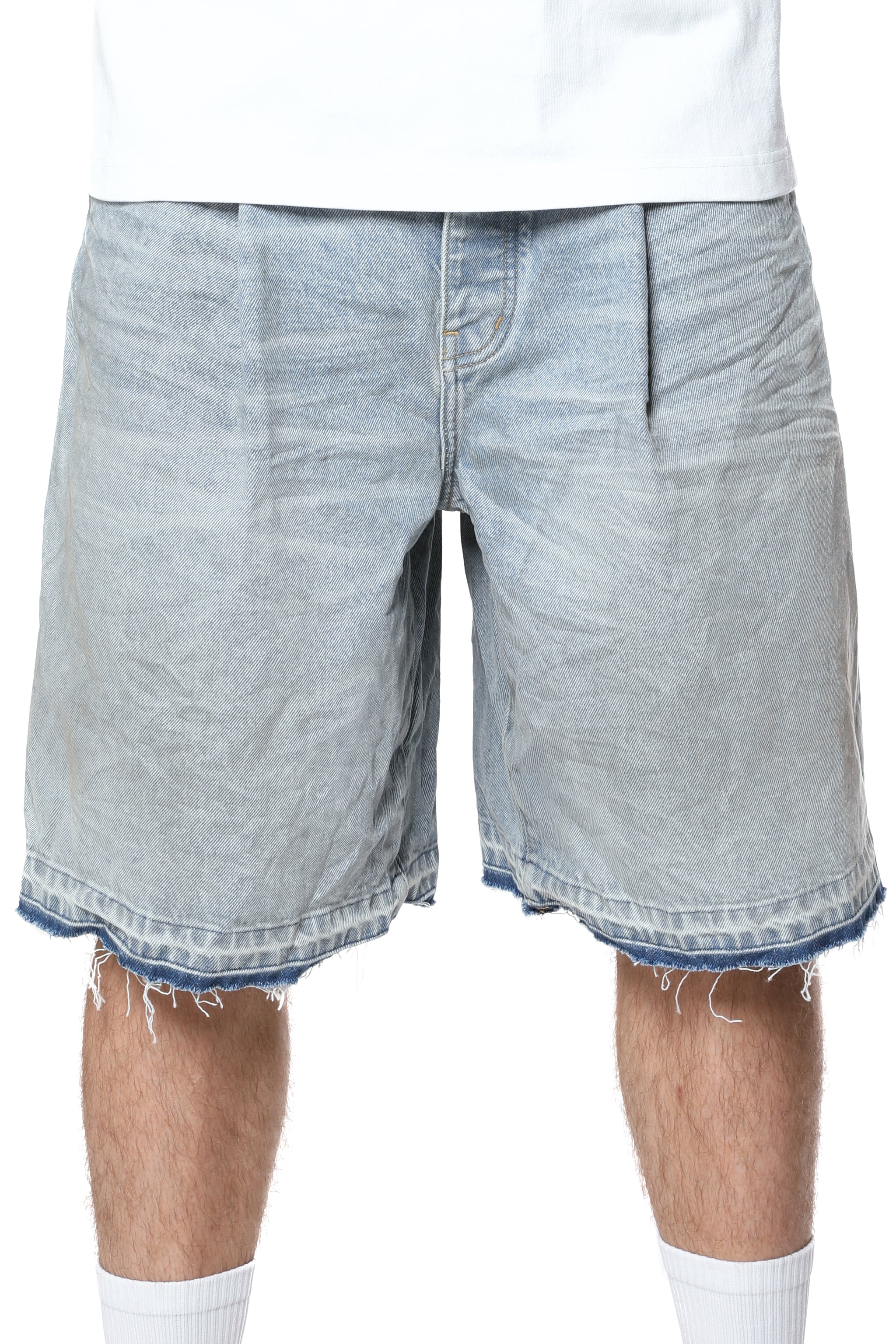 Purple Brand Pleated Shorts Light Indigo