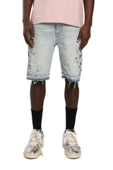 Purple Brand Beaded Splatter Shorts Light Indigo