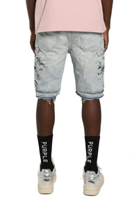 Purple Brand Beaded Splatter Shorts Light Indigo