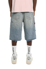 Purple Brand beaded Splatter Shorts Mid Indigo