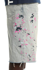 Purple Brand Splatter Embroidery Shorts Light Indigo
