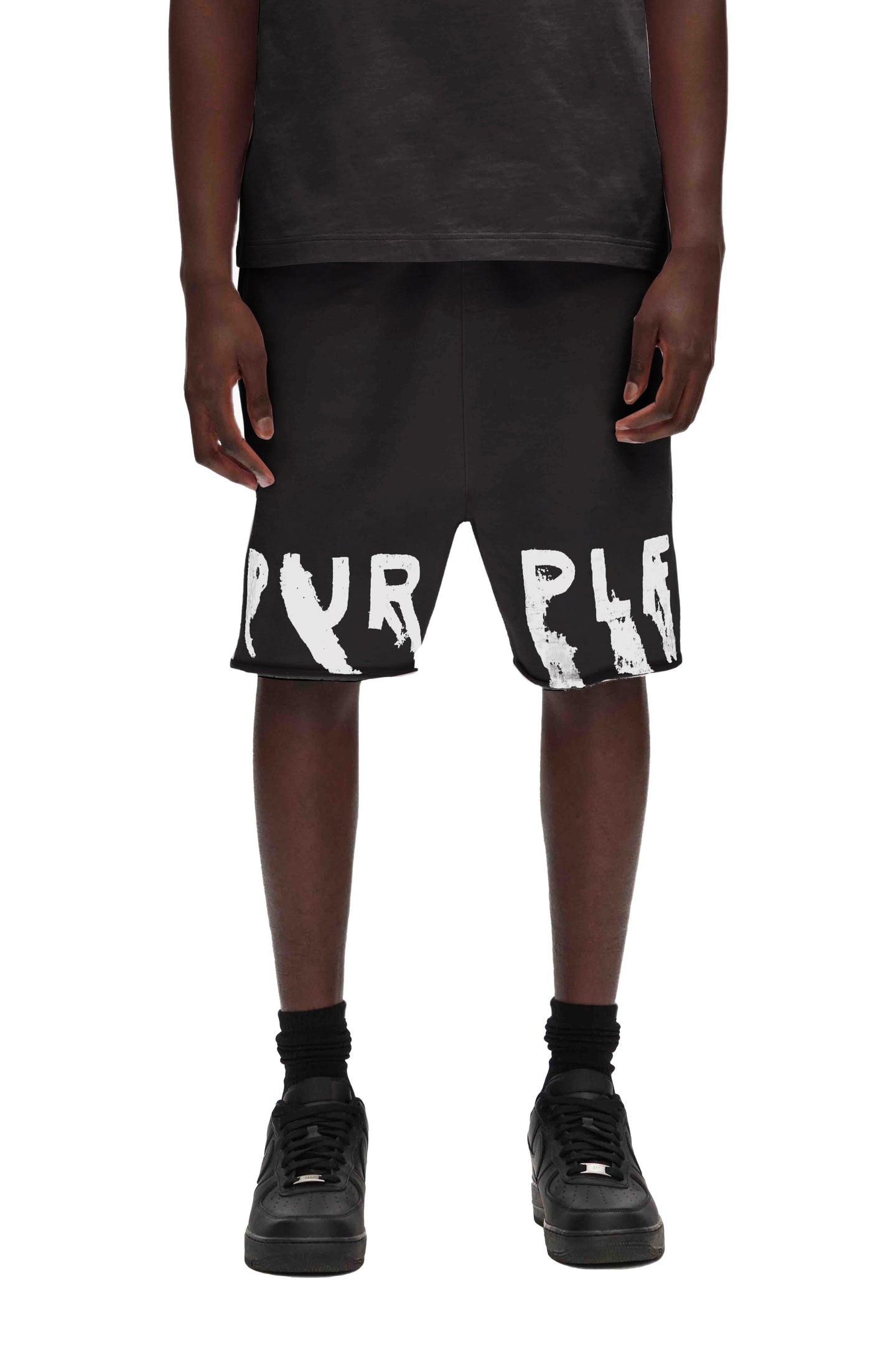 Purple Brand Painted Wordmark Shorts Black