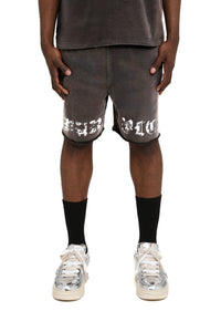 Purple Brand Worn Gothic Raw Hem Shorts