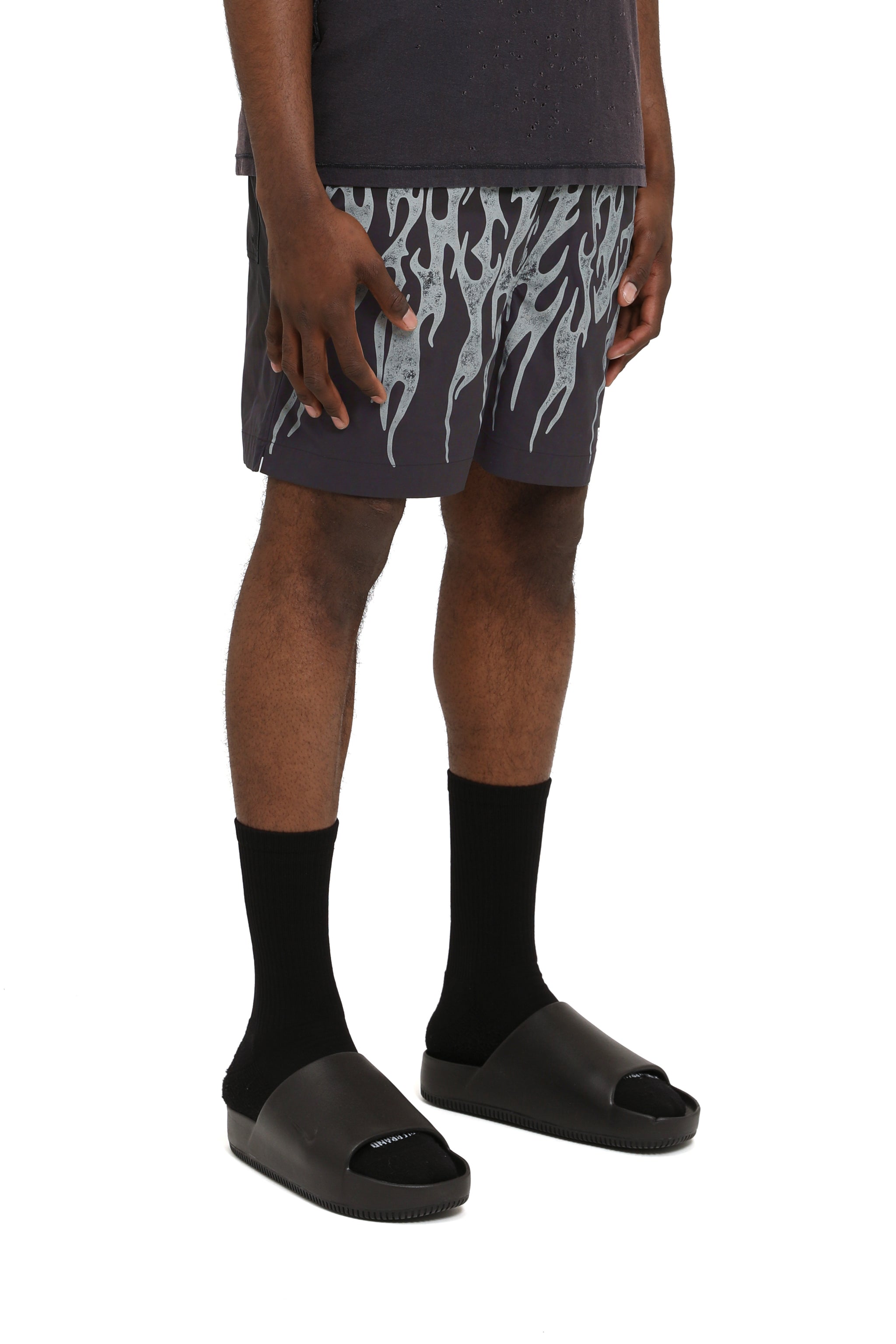 Purple Brand Flames All Round Shorts Navy
