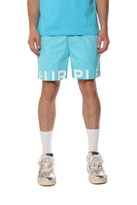 Purple Brand Wordmark Cut All Around Shorts Blue