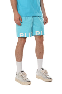 Purple Brand Wordmark Cut All Around Shorts Blue