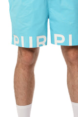 Purple Brand Wordmark Cut All Around Shorts Blue