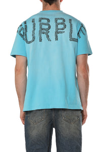 Purple Brand Wordmark Dupe Tee Cyan Blue