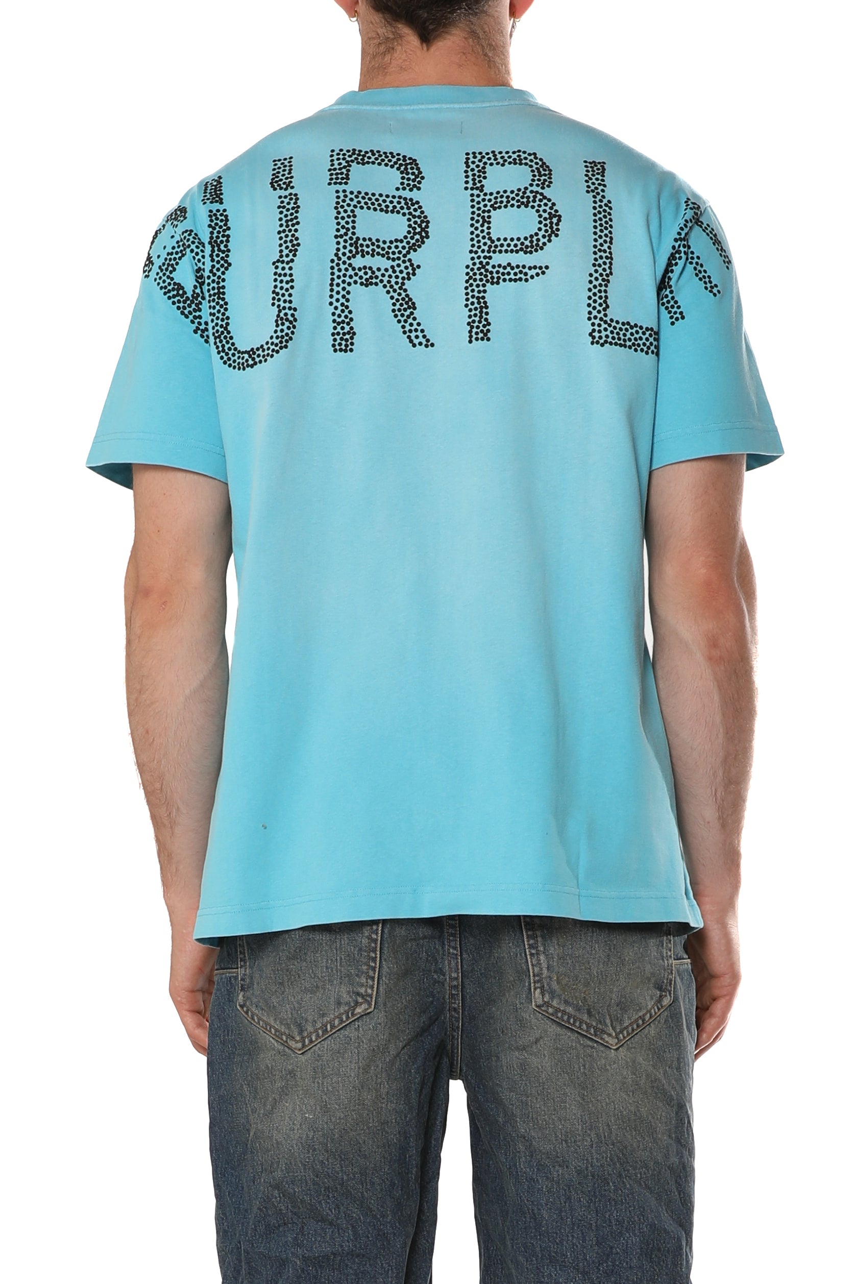 Purple Brand Wordmark Dupe Tee Cyan Blue