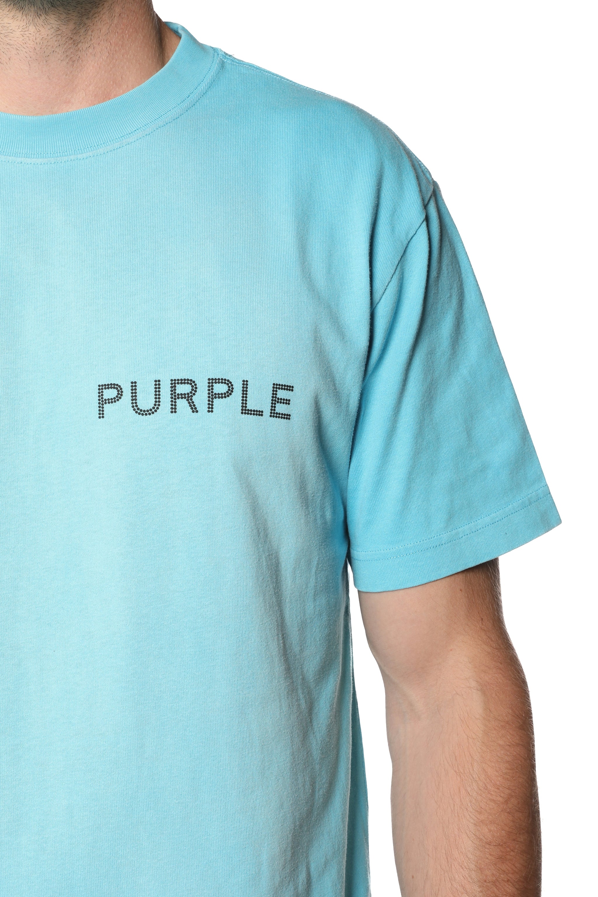 Purple Brand Wordmark Dupe Tee Cyan Blue