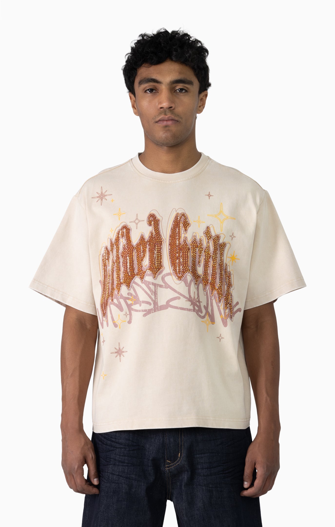 Smoke Rise Rhinestone Dystopia Tee Clay